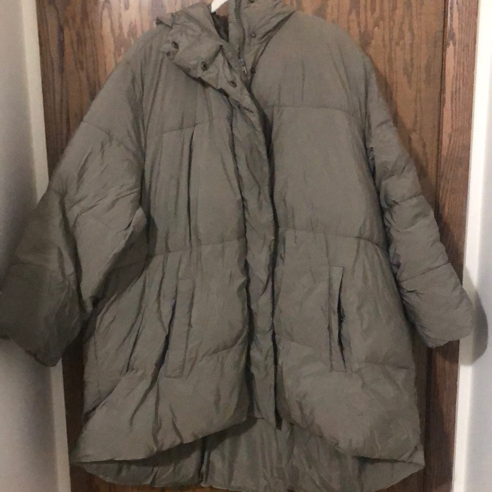 Green puffer winter coat